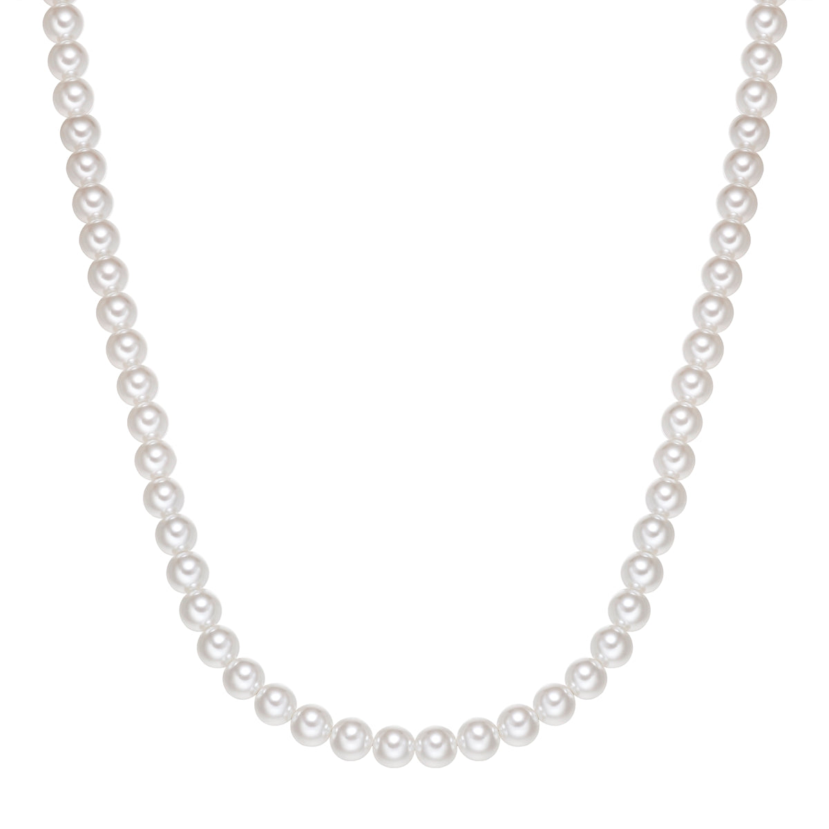 Kette Edelstahl schwarz Perle (synth.) weiß