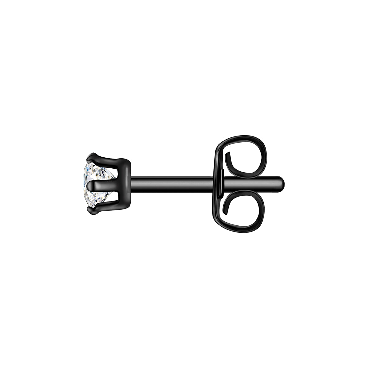 Ohrstecker Edelstahl schwarz Zirkonia weiß