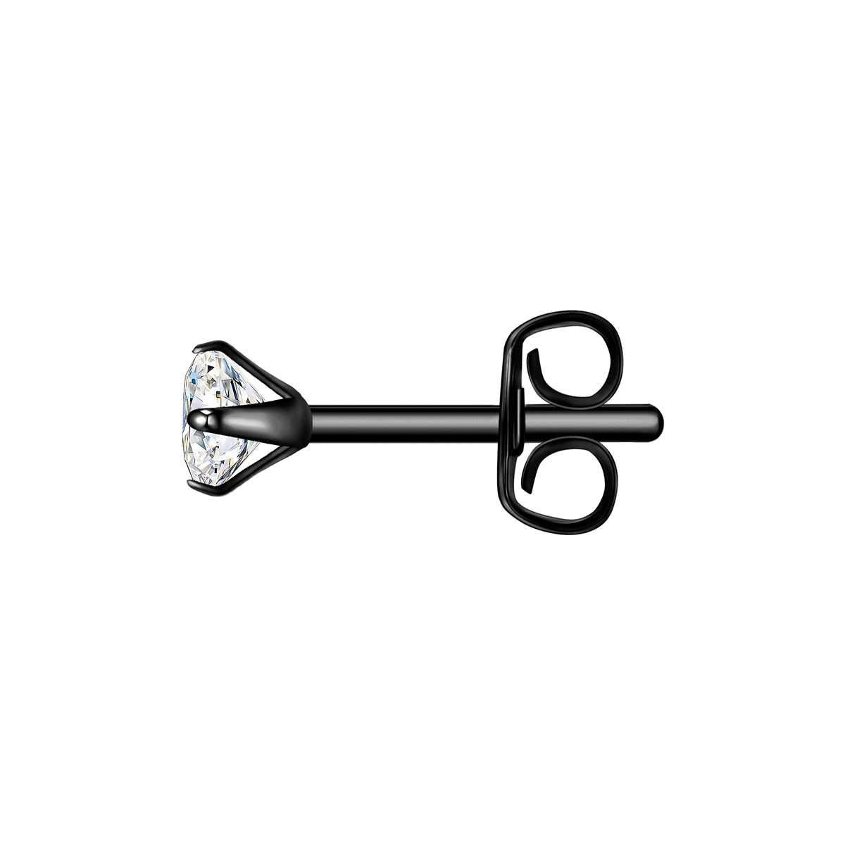 Ohrstecker Edelstahl schwarz Zirkonia weiß