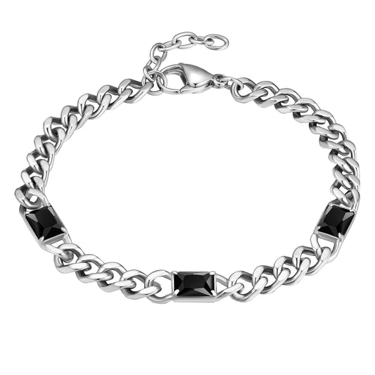 Armband Edelstahl Zirkonia schwarz