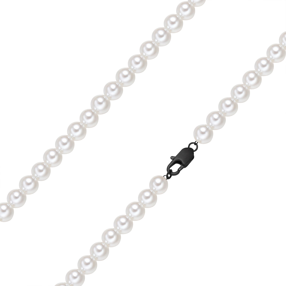Kette Edelstahl schwarz Perle (synth.) weiß
