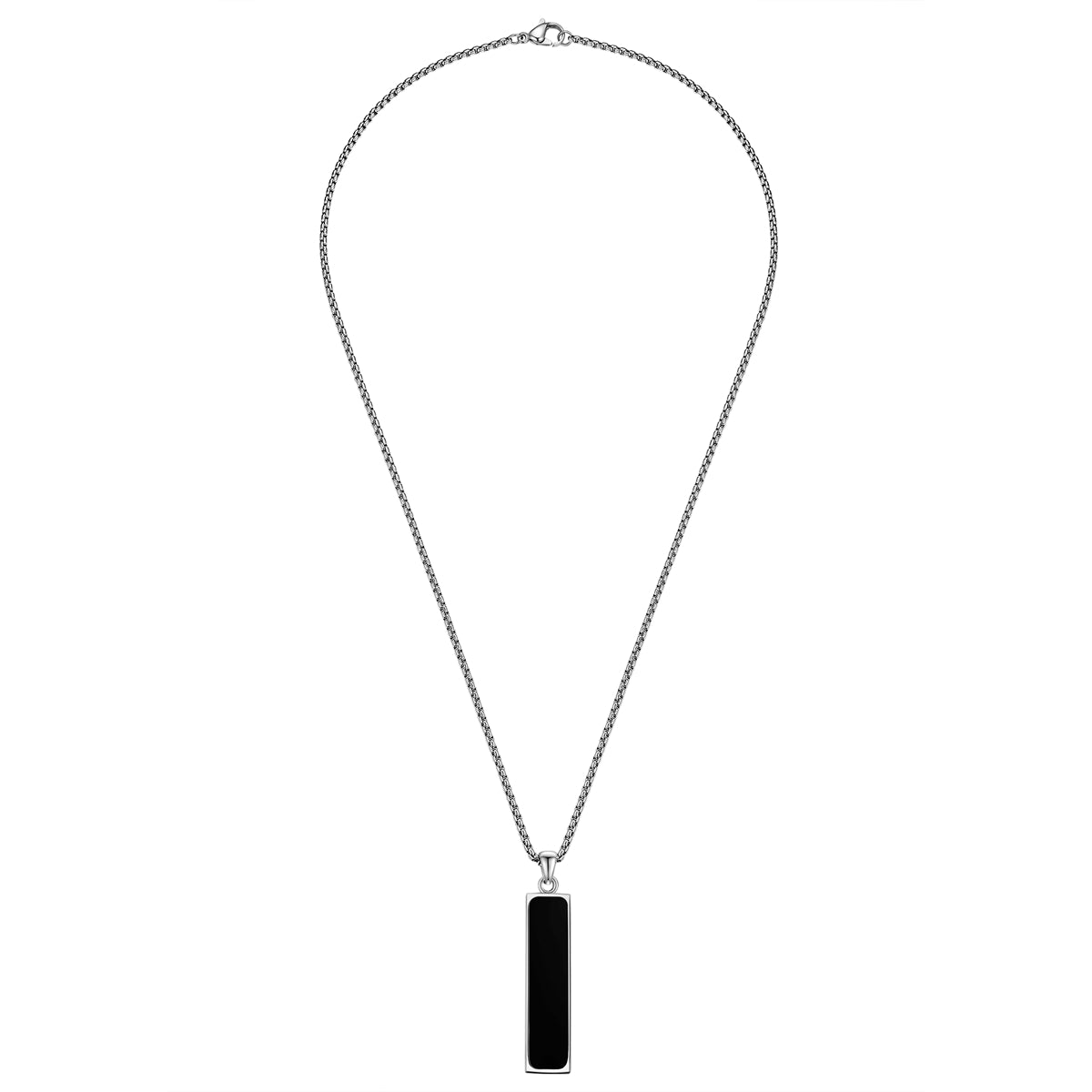 Kette mit Anhänger Edelstahl Achat schwarz