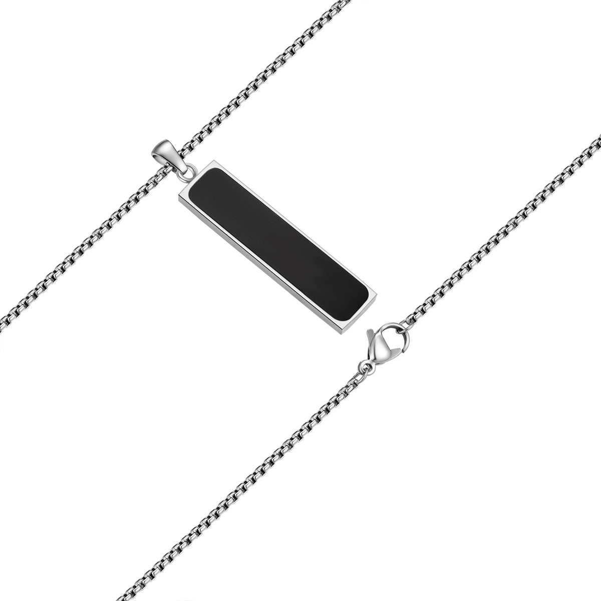 Kette mit Anhänger Edelstahl Achat schwarz