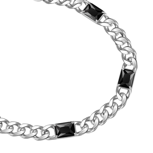 Armband Edelstahl Zirkonia schwarz