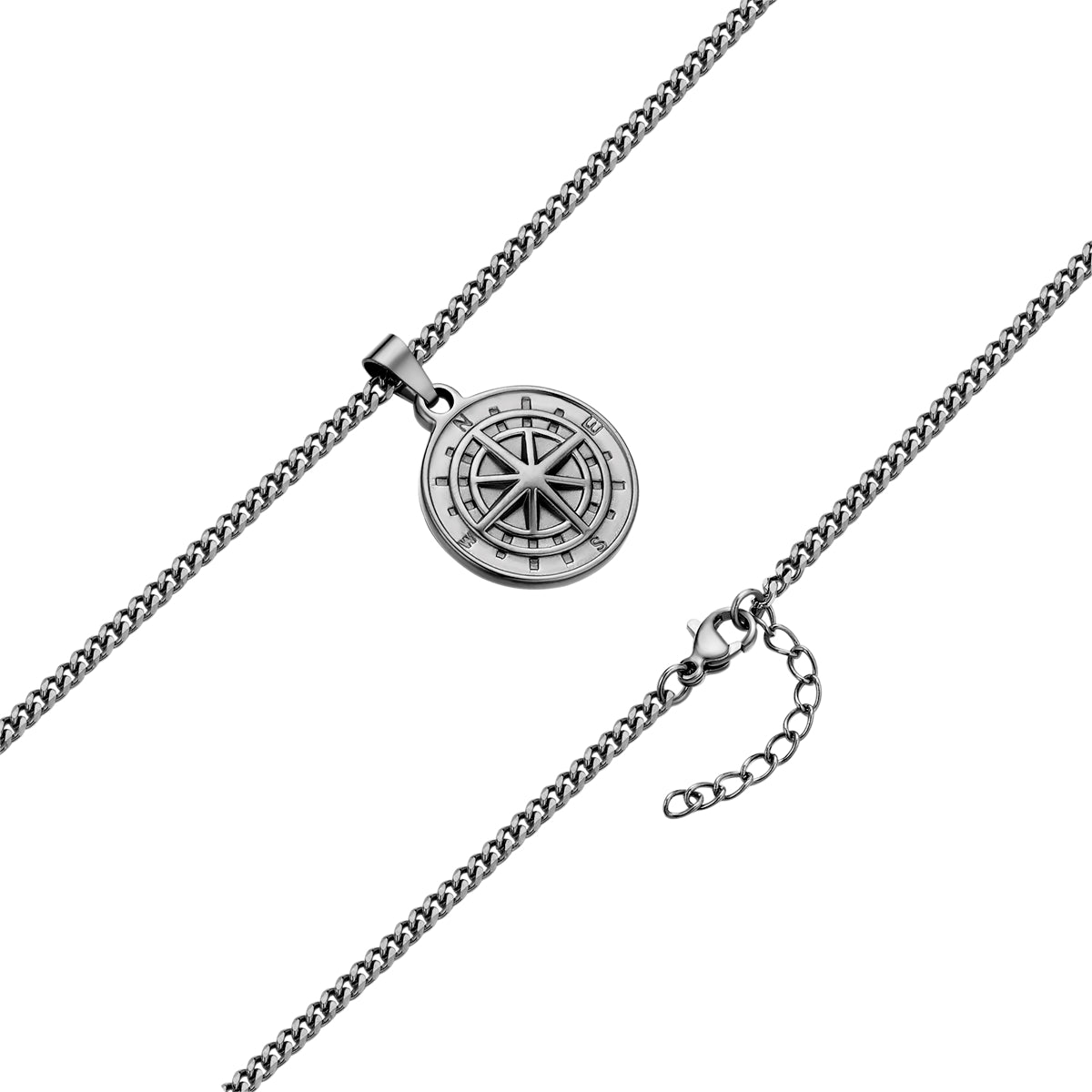 Kette mit Anhänger Edelstahl gunmetal