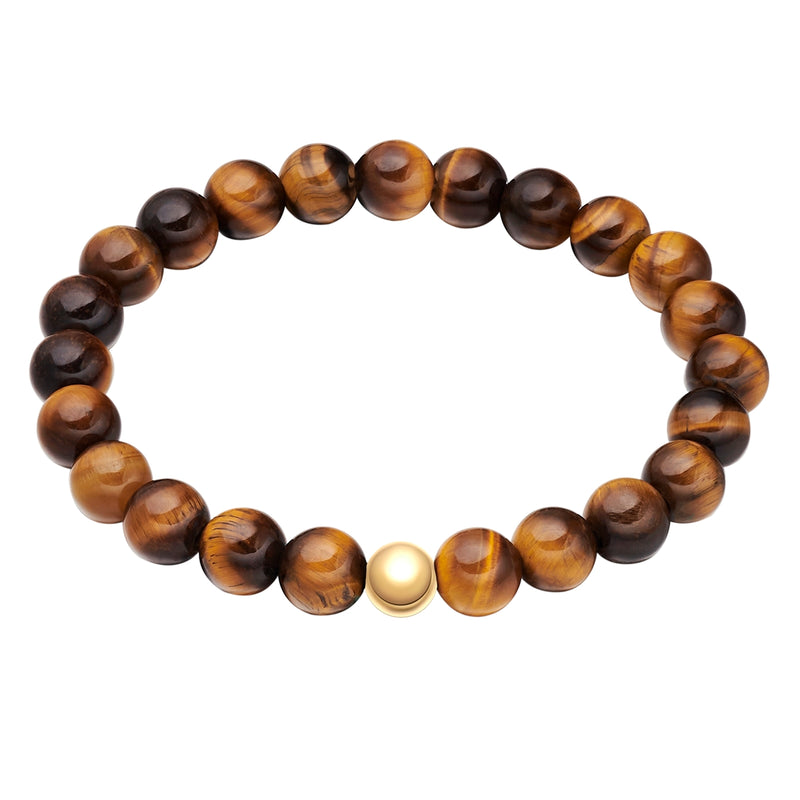 Armband Edelstahl gelbgold Tigerauge braun