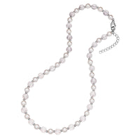 Kette Edelstahl Muschelkernperle weiß Quarz rosa