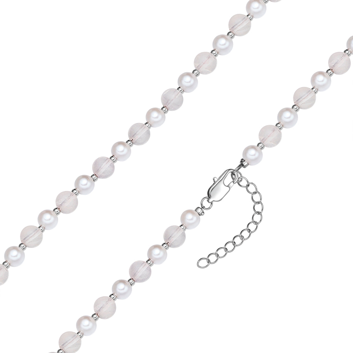 Kette Edelstahl Muschelkernperle weiß Quarz rosa