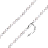 Kette Edelstahl Muschelkernperle weiß Quarz rosa