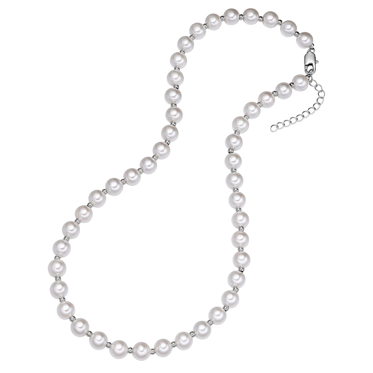 Kette Edelstahl Muschelkernperle weiß