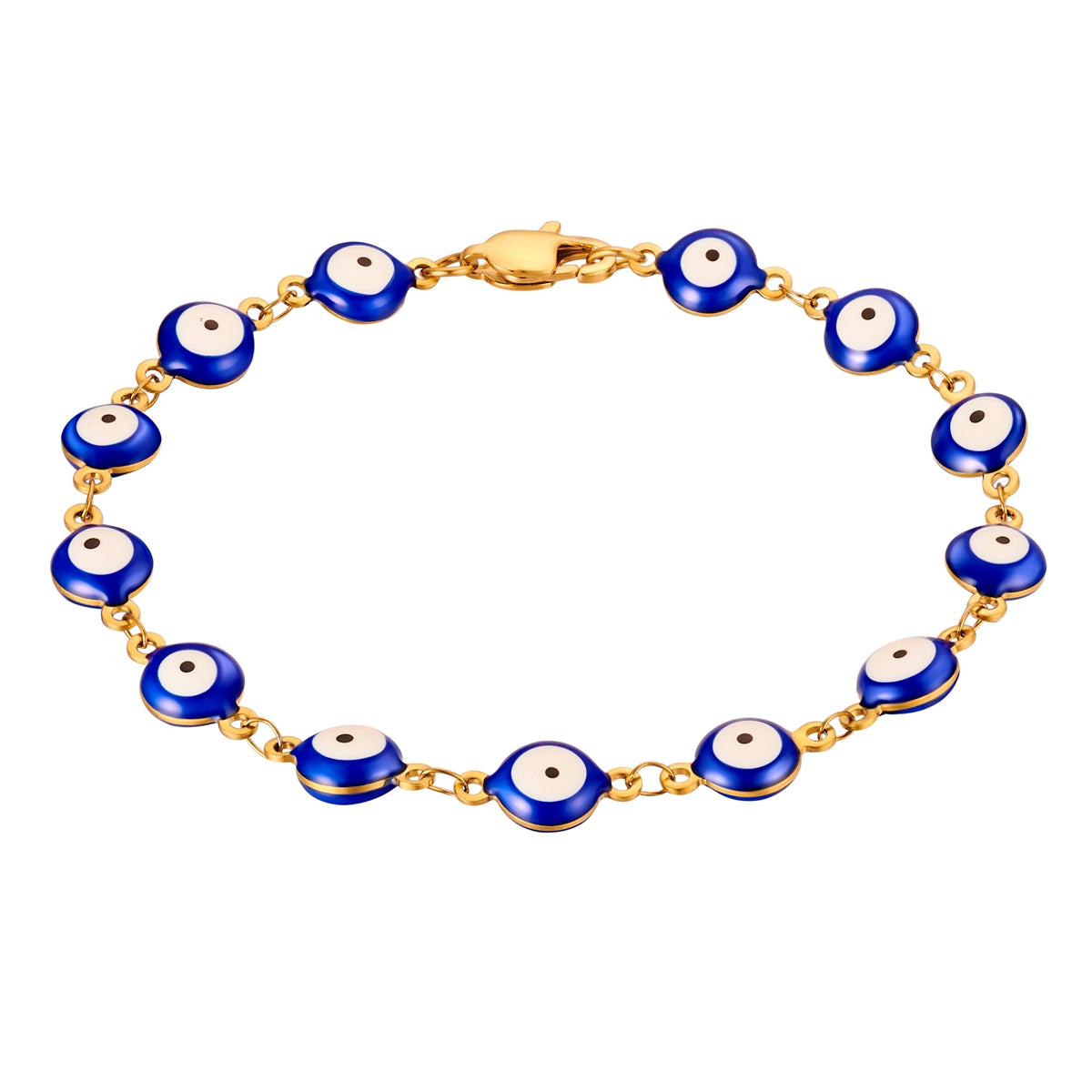 Armband Edelstahl gelbgold Emaille blau