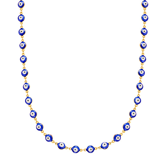 Kette Edelstahl gelbgold Emaille blau