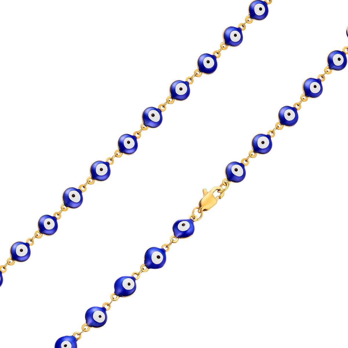 Kette Edelstahl gelbgold Emaille blau