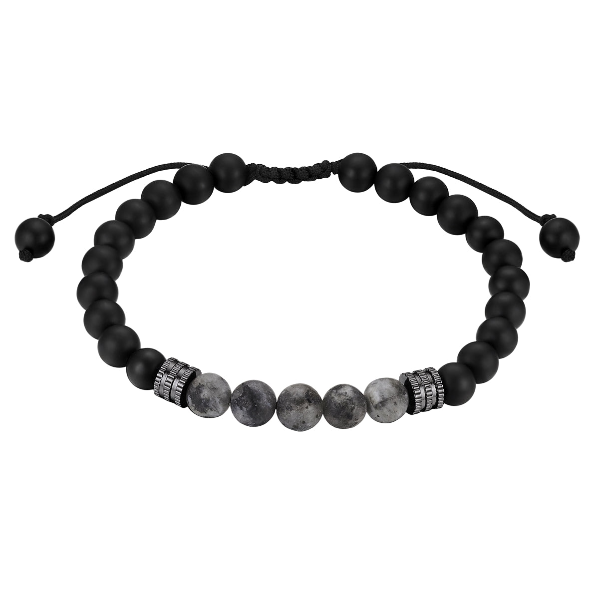 Armband Edelstahl Achat schwarz Labradorit schwarz Textil (schwarz)