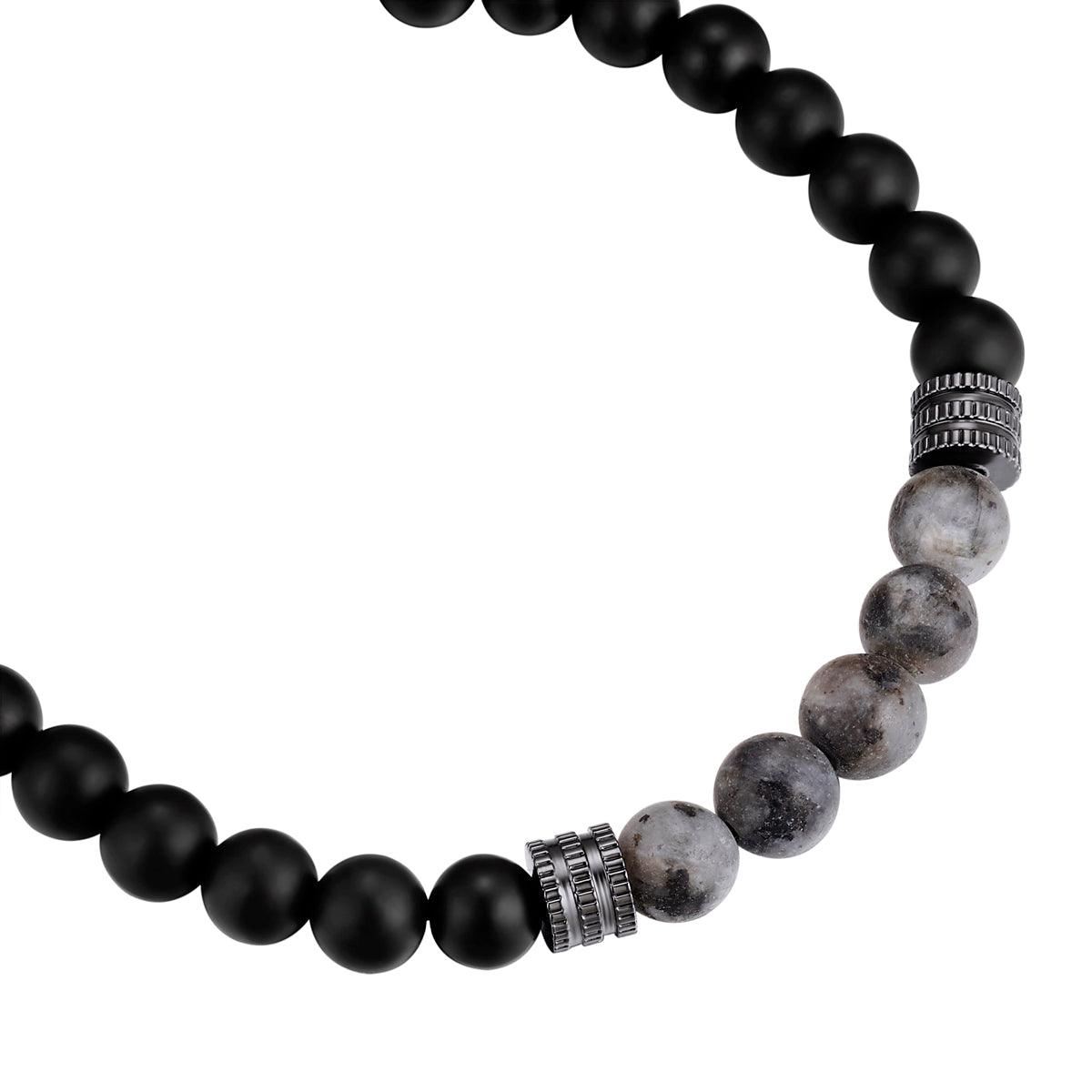 Armband Edelstahl Achat schwarz Labradorit schwarz Textil (schwarz)