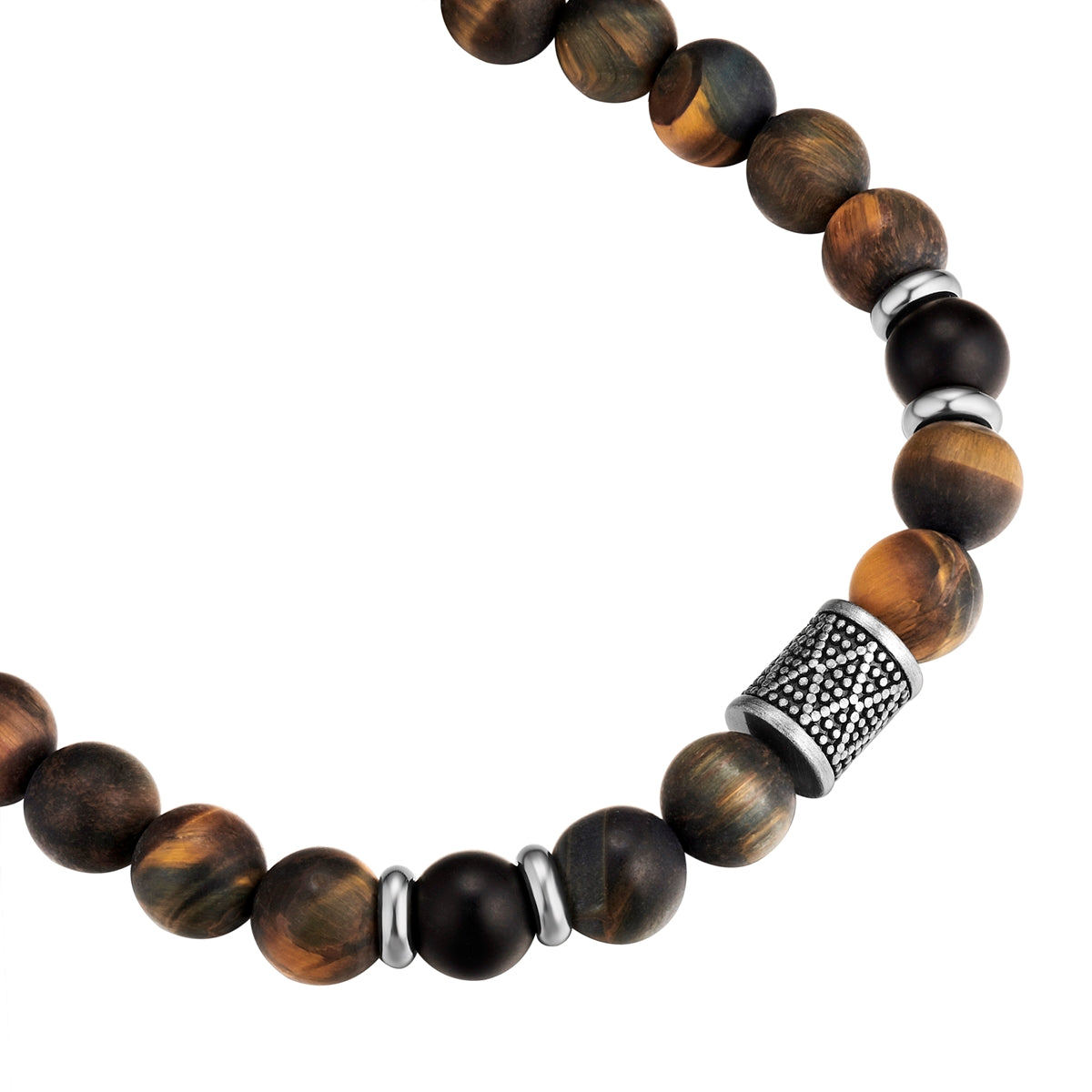 Armband Edelstahl Achat schwarz Tigerauge braun