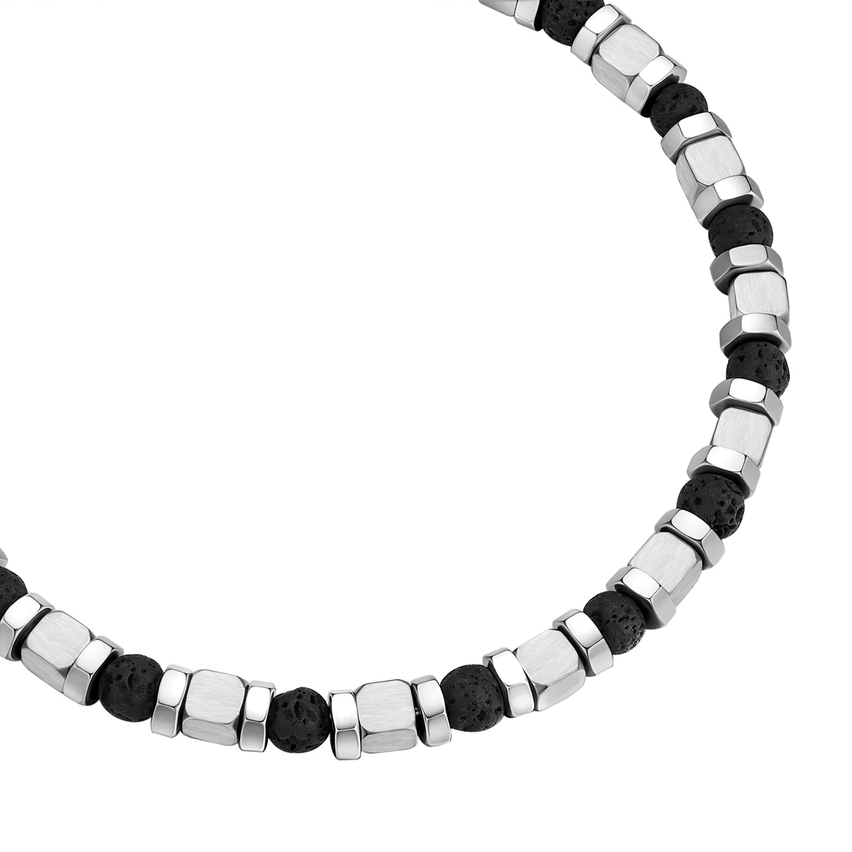 Armband Edelstahl Lavastein schwarz