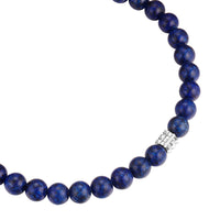 Armband Edelstahl Lapislazuli blau Textil (schwarz)